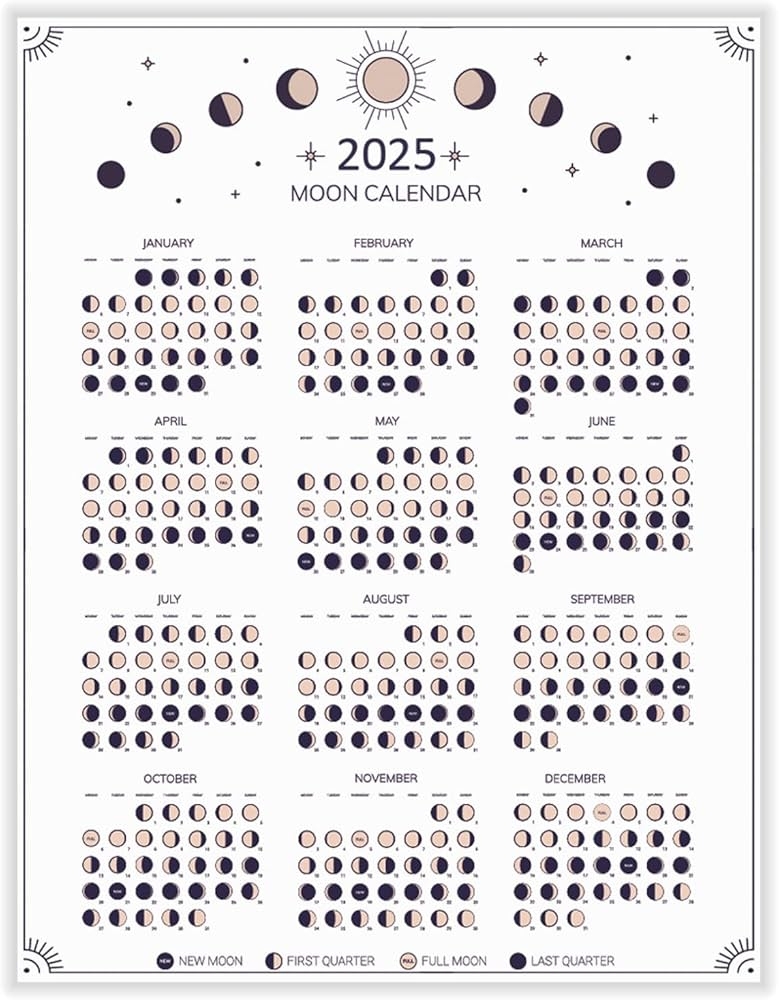 2025 Moon Phase Calendar Full Moon Cycle Calendar 11 X 14 Inches Hangable Lunar Calendar Wall Poster Moon Tracker Wall Art Astrology Calendar Decorations Moon Lover Gifts Celestial Calendar Buy