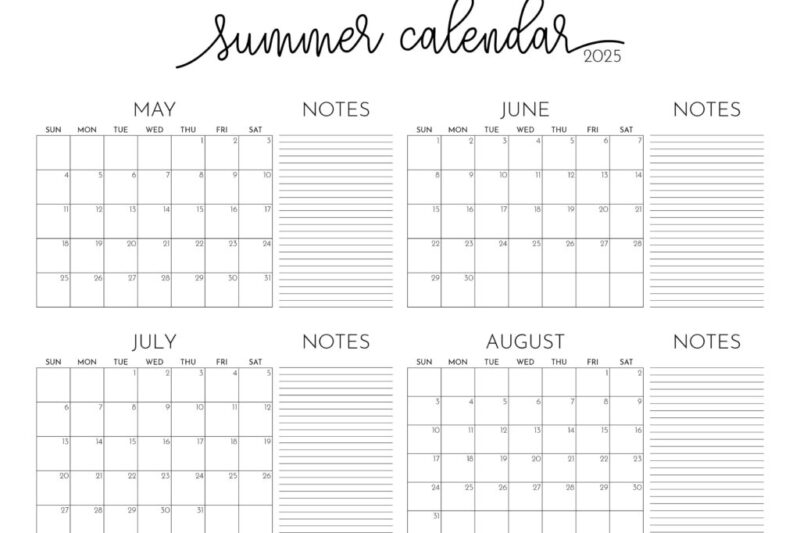 Free Printable Calendar 2025 May June July
