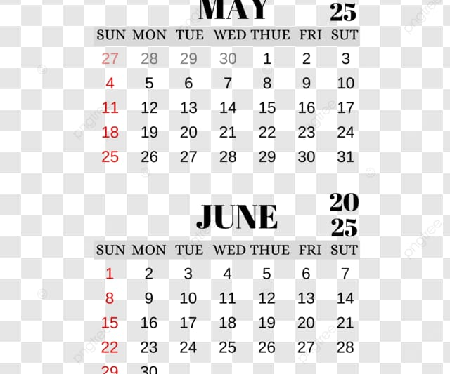 Calendario Mayo Junio 2025