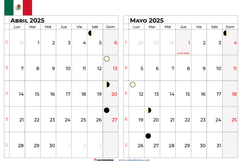 Calendario Abril Mayo Junio 2025