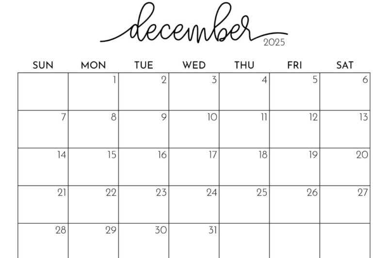 Free Printable Calendar 2025 May Through December