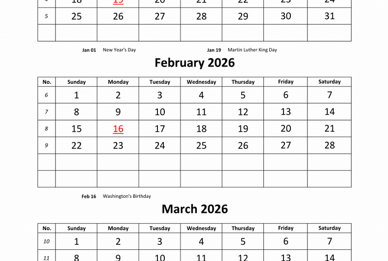 Free Printable 3 Month Calendar 2026 April May June