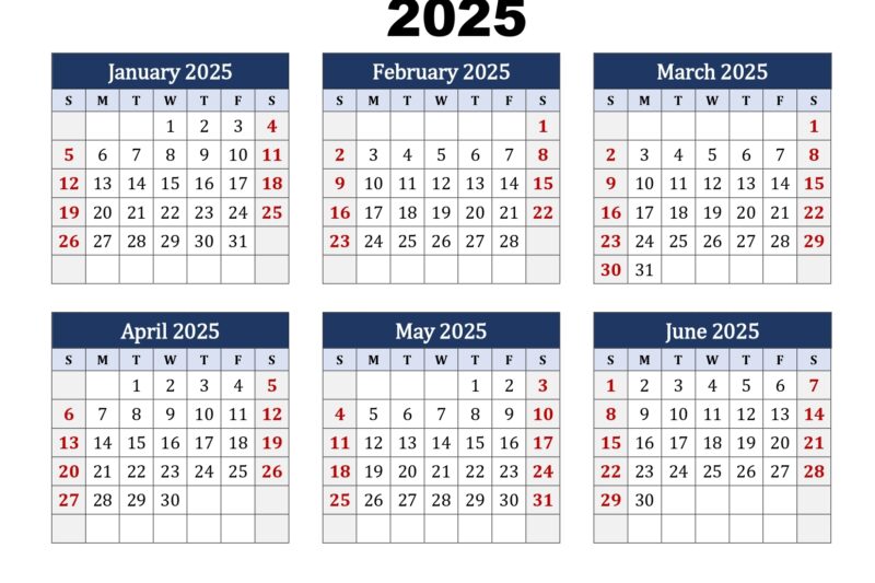 Calendar Of Jan 2025-May 2025