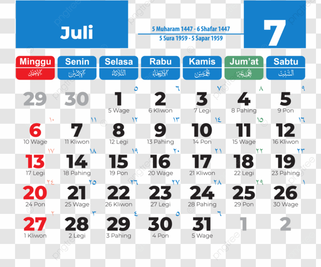 National Calendar For July 2025