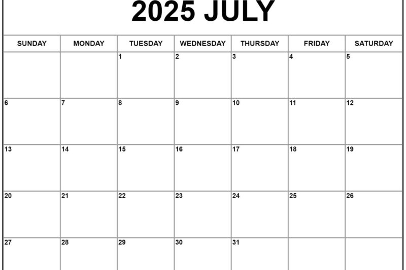 July 2025 Calendar Copy And Paste