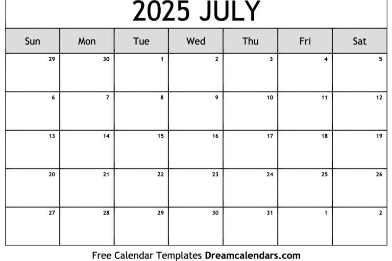 Let Me See The Calendar For July 2025