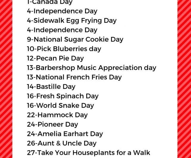 July Calendar 2025 Special Days