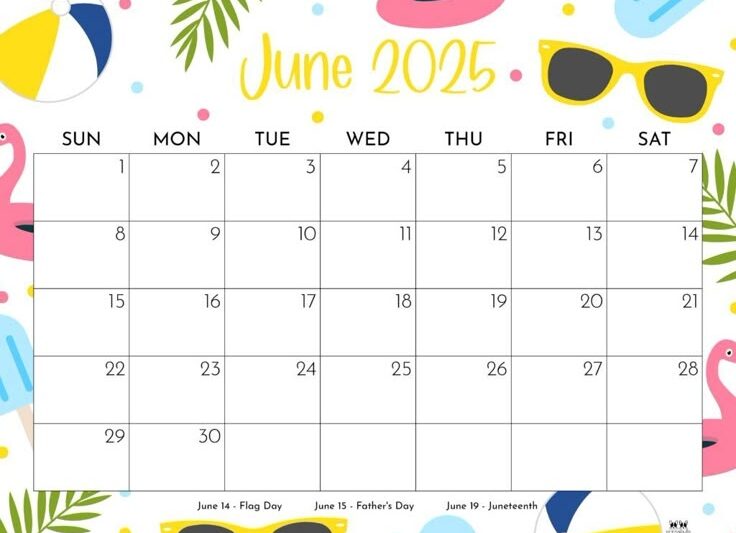 Free Printable Calend June 2025 Pinterest
