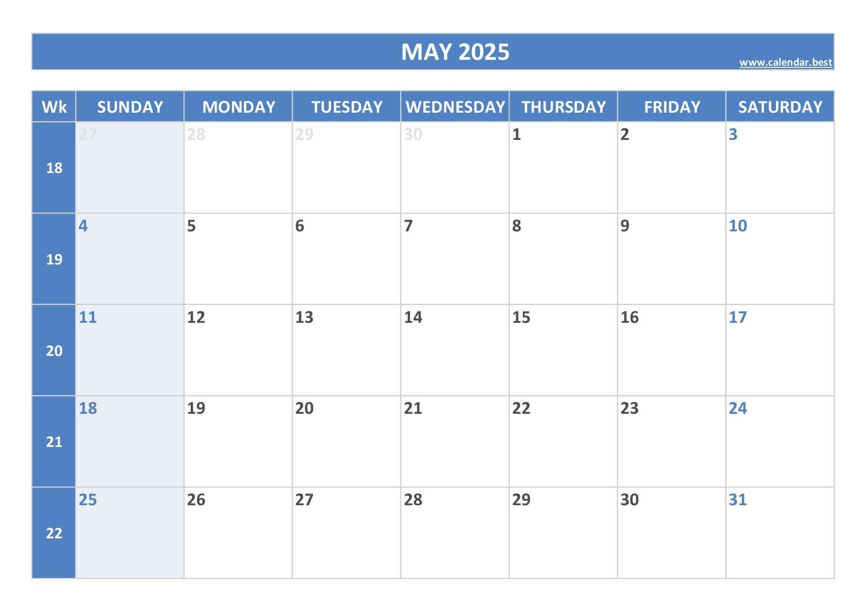 May 2025 Calendar Calendar best