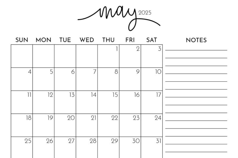 Calendar For May 2025
