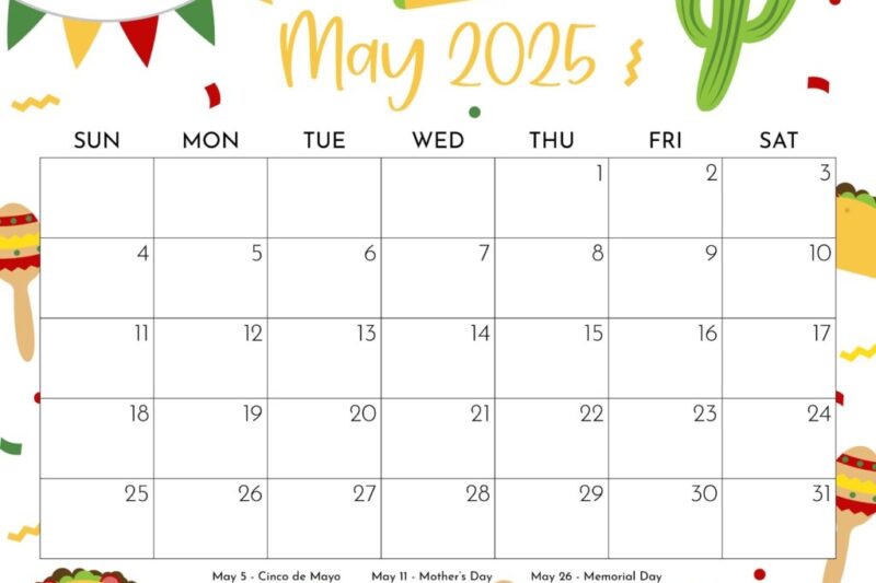 May 2025 Calendar Printable With Holidays