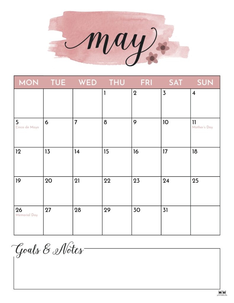 May 2025 Calendars 107 FREE Printables Printabulls