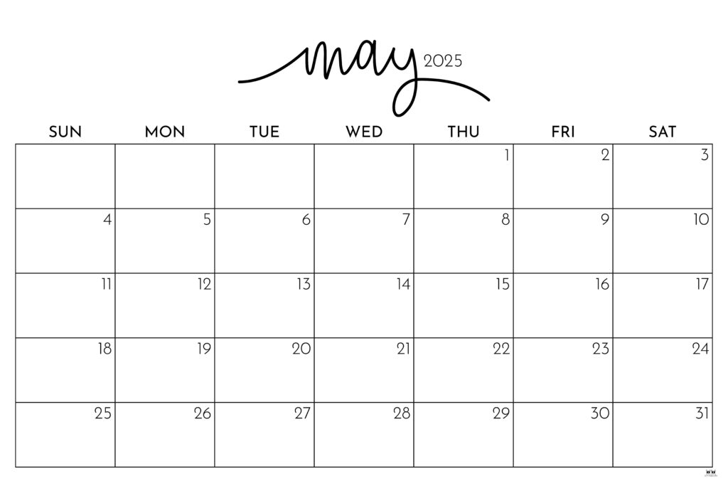 May 2025 Calendars 107 FREE Printables Printabulls