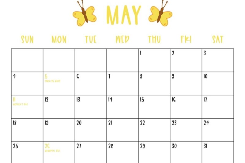 Printable May 2025 Calendar With Holidays