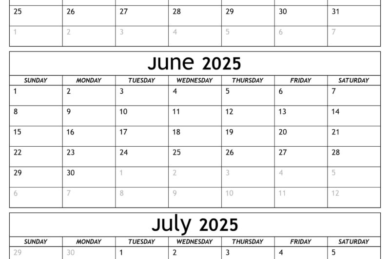 2025 Calendar May June July