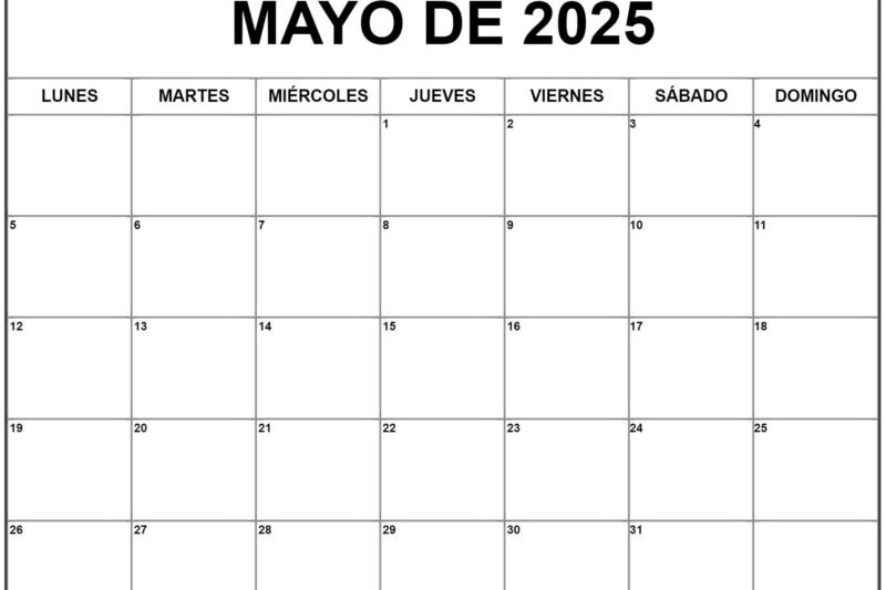 Calendario Mes De Mayo 2025