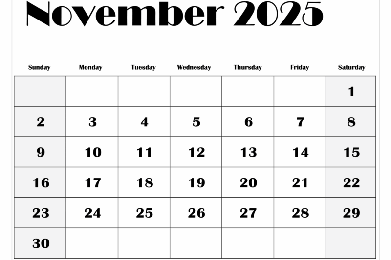 Free Printable Calendars May Through November 2025
