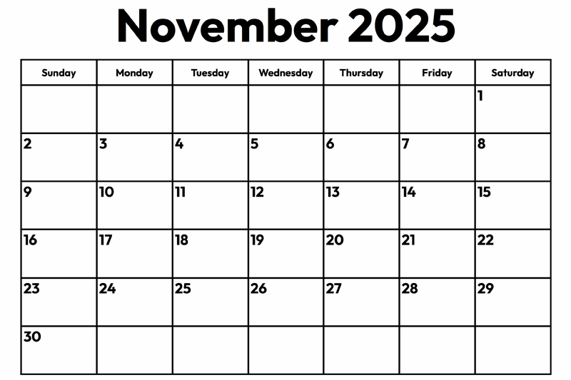 July November 2025 Calendar Printable
