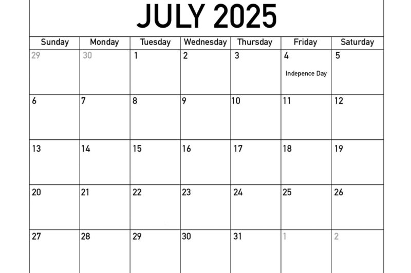 July Calendar Special Days 2025