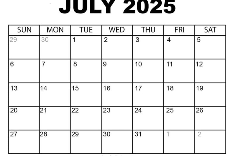 Boston Calendar July 2025
