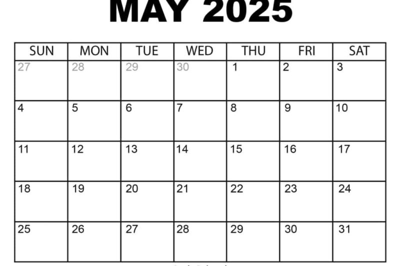 Calendar Of May 2025