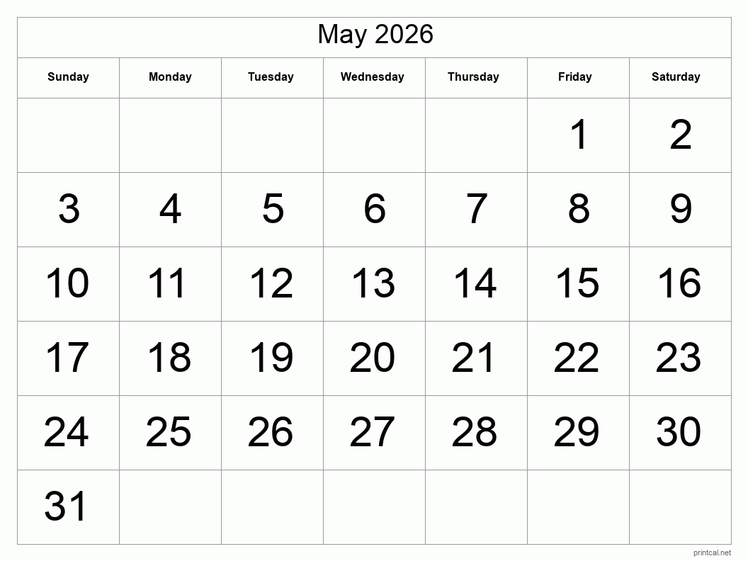Printable May 2026 Calendar Free Printable Calendars